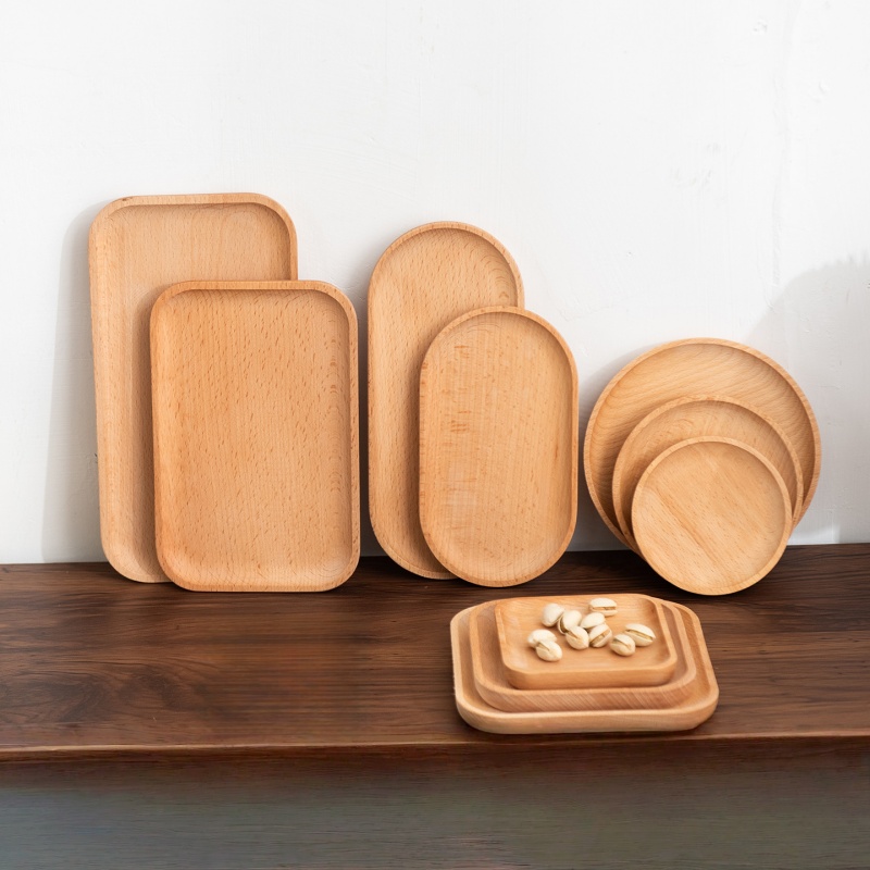 Travertine Tray Oval - صينية إفطار من خشب الزان الصلب،