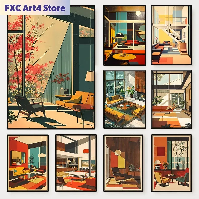 Interior Design Studio - لوحة فنية جدارية عصرية بدون إطار
