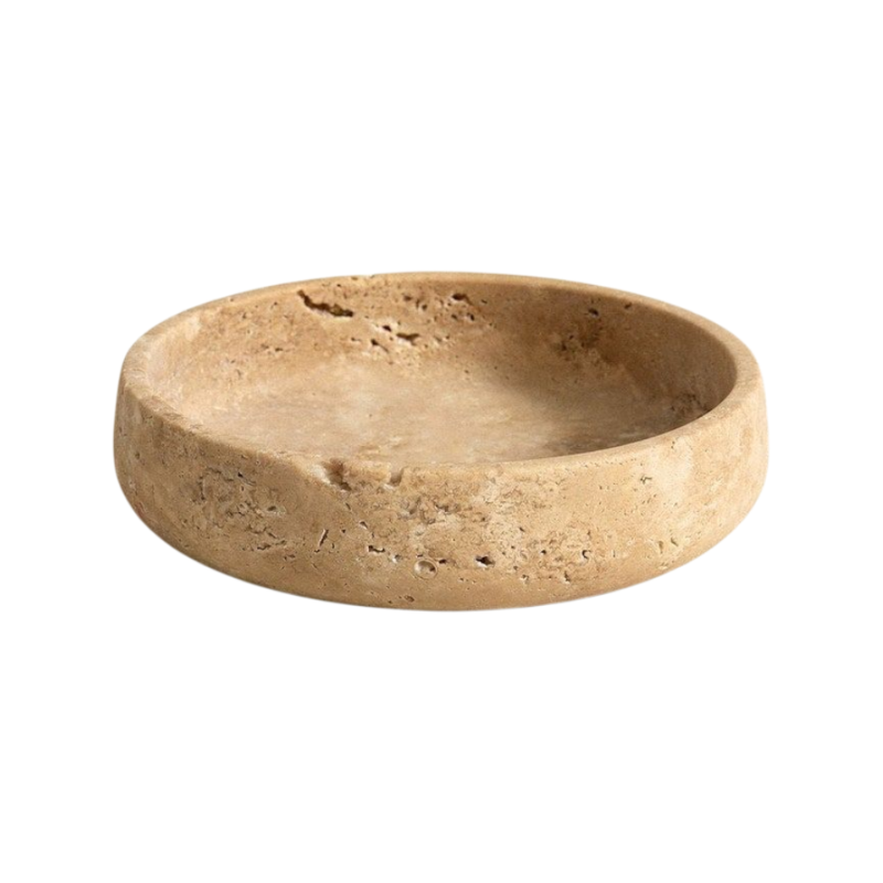 Travertine Tray Oval - وعاء دائري من الترافرتين الطبيعي، طبق