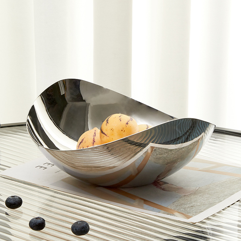Travertine Tray Oval - أطباق فواكه فاخرة من الفولاذ المقاوم