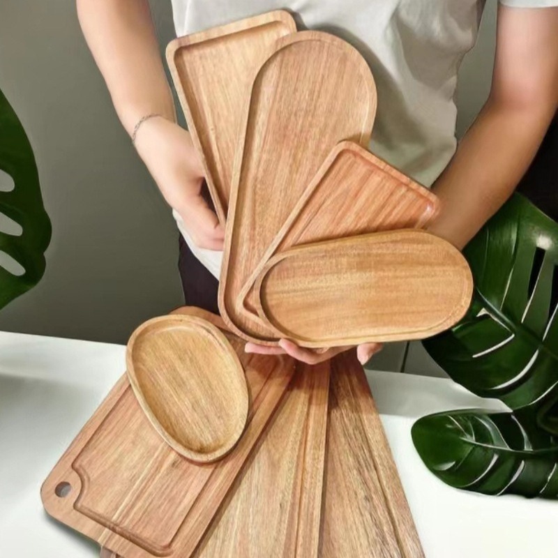 Travertine Tray Oval - صينية تقديم خشبية بيضاوية بأسلوب وابي