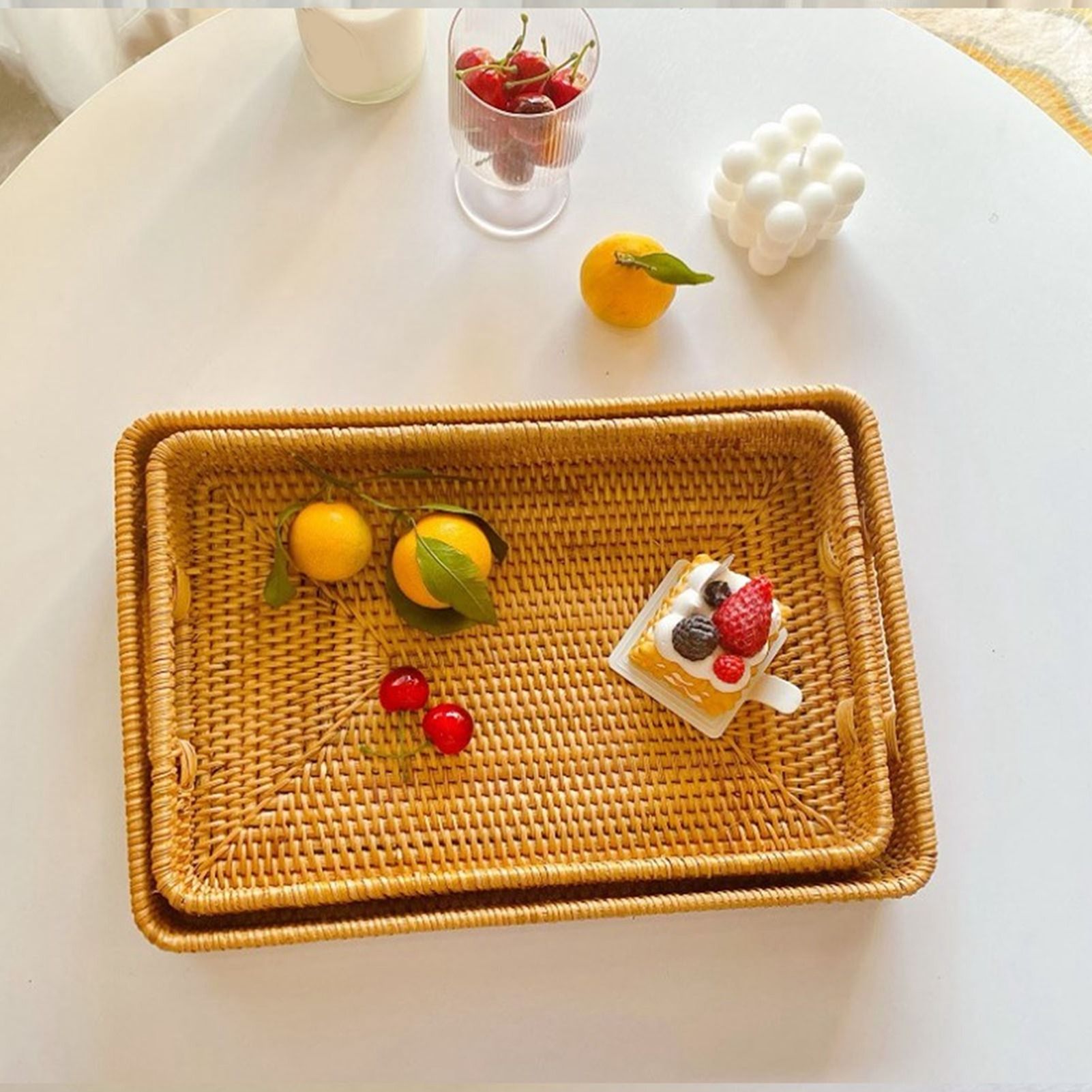 صينية تقديم E5 مع مقابض، صينية - مراجعة Rattan Tray Handle وسعره