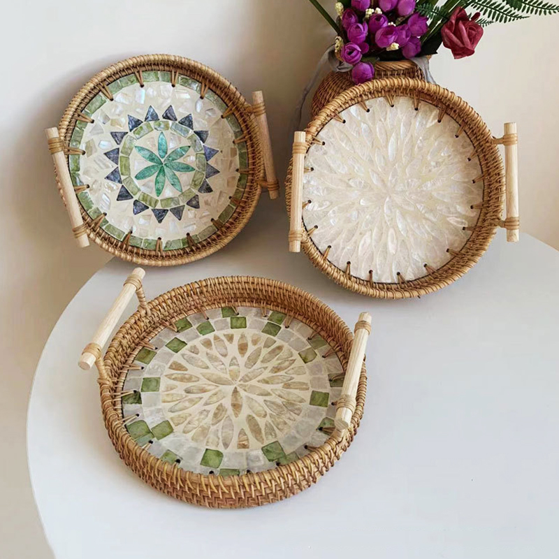 صينية منسوجة مصنوعة يدويًا من  - مراجعة Rattan Tray Handle وسعره