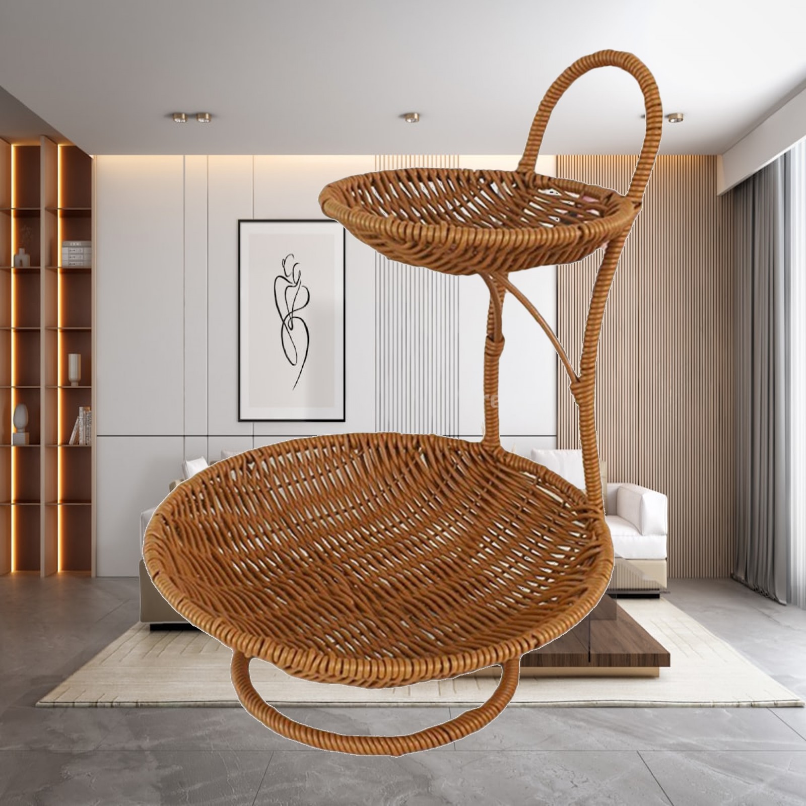 سلة تقديم طعام دائرية، رف تخزي - مراجعة Rattan Tray Handle وسعره