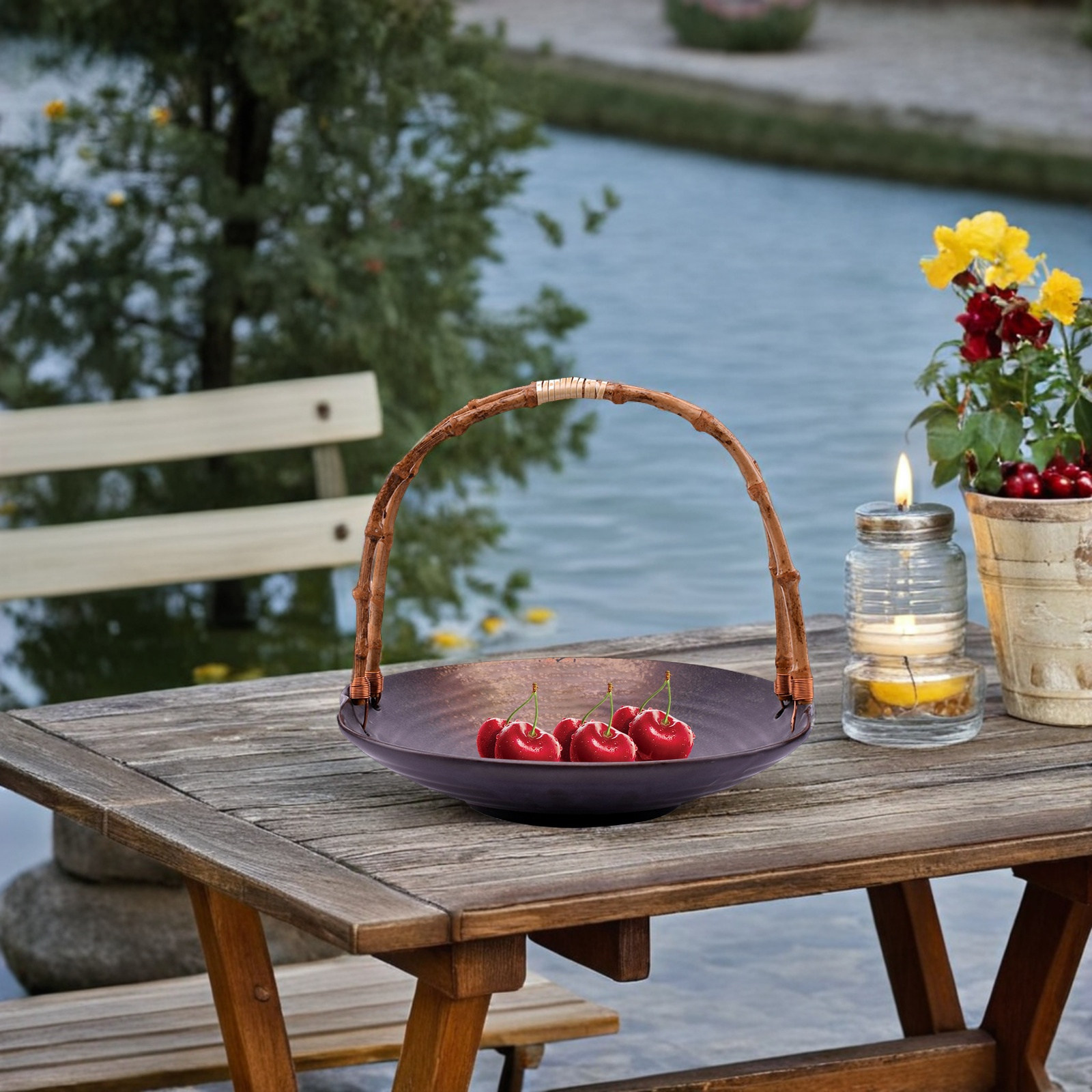 صينية تقديم من الخيزران والقش  - مراجعة Rattan Tray Handle وسعره